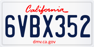 CA license plate 6VBX352