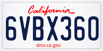 CA license plate 6VBX360