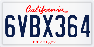 CA license plate 6VBX364