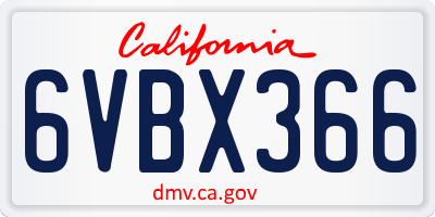 CA license plate 6VBX366