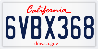 CA license plate 6VBX368
