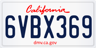 CA license plate 6VBX369