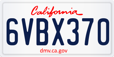 CA license plate 6VBX370