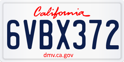 CA license plate 6VBX372