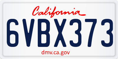 CA license plate 6VBX373