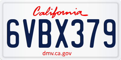 CA license plate 6VBX379