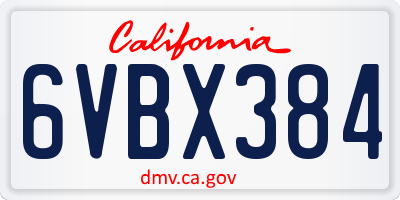 CA license plate 6VBX384