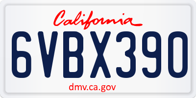 CA license plate 6VBX390