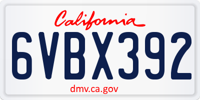 CA license plate 6VBX392