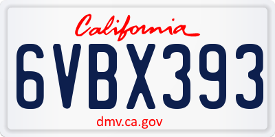 CA license plate 6VBX393