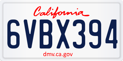 CA license plate 6VBX394