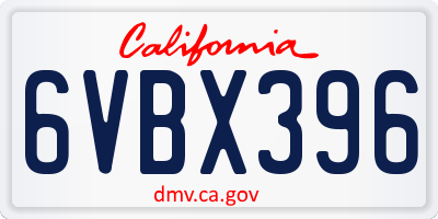 CA license plate 6VBX396