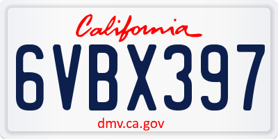 CA license plate 6VBX397