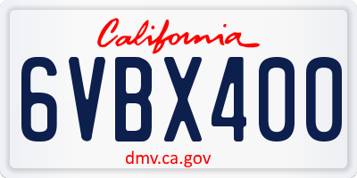 CA license plate 6VBX400