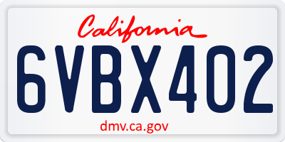 CA license plate 6VBX402