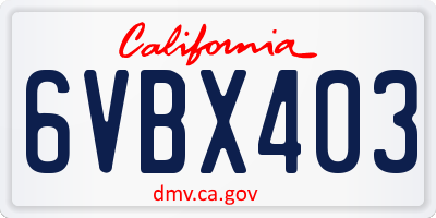 CA license plate 6VBX403