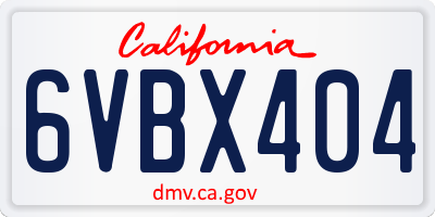 CA license plate 6VBX404