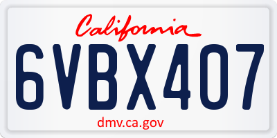 CA license plate 6VBX407