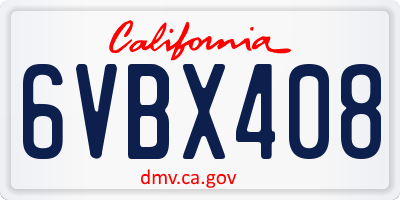 CA license plate 6VBX408