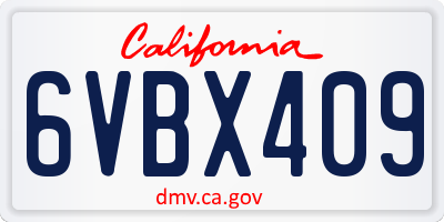 CA license plate 6VBX409