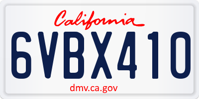 CA license plate 6VBX410