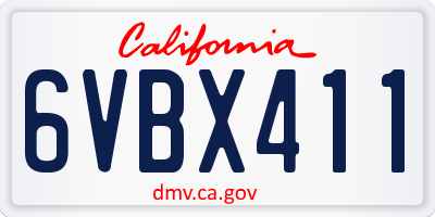 CA license plate 6VBX411