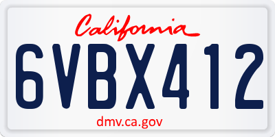 CA license plate 6VBX412