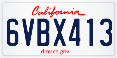 CA license plate 6VBX413