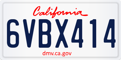 CA license plate 6VBX414