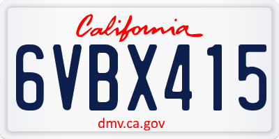 CA license plate 6VBX415