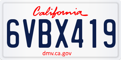 CA license plate 6VBX419