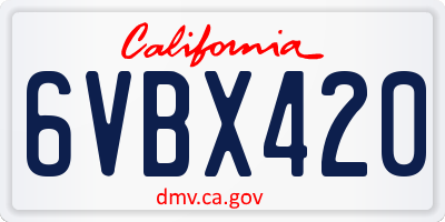 CA license plate 6VBX420