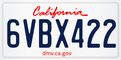 CA license plate 6VBX422