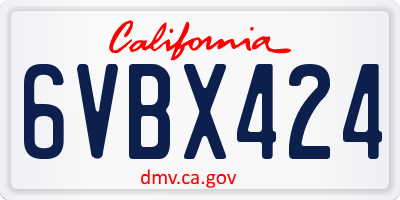 CA license plate 6VBX424