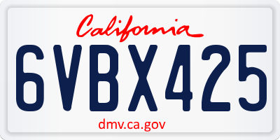 CA license plate 6VBX425