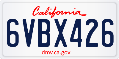 CA license plate 6VBX426