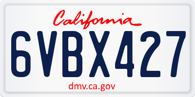 CA license plate 6VBX427