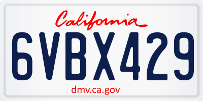 CA license plate 6VBX429