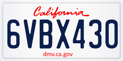 CA license plate 6VBX430