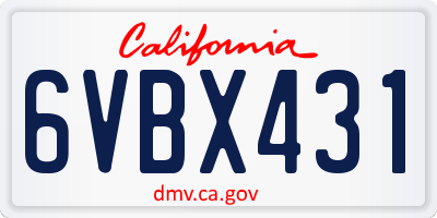 CA license plate 6VBX431