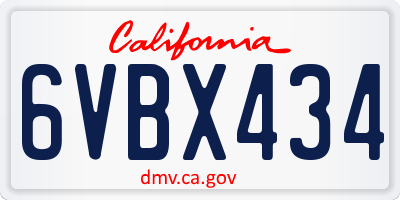 CA license plate 6VBX434