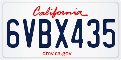 CA license plate 6VBX435