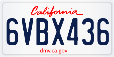 CA license plate 6VBX436