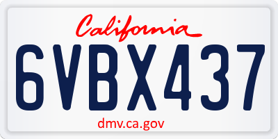 CA license plate 6VBX437