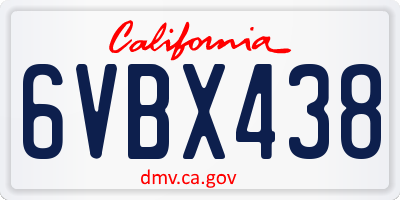 CA license plate 6VBX438