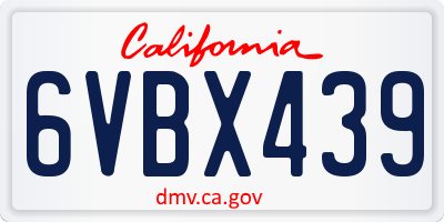 CA license plate 6VBX439