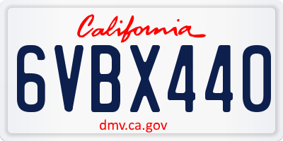 CA license plate 6VBX440