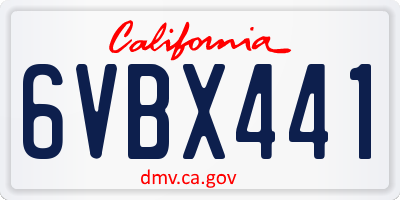 CA license plate 6VBX441