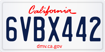 CA license plate 6VBX442