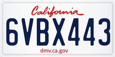CA license plate 6VBX443